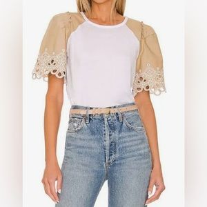 Brand New VERONICA BEARD Briana cotton- jersey
Broderie anglaise top with tag